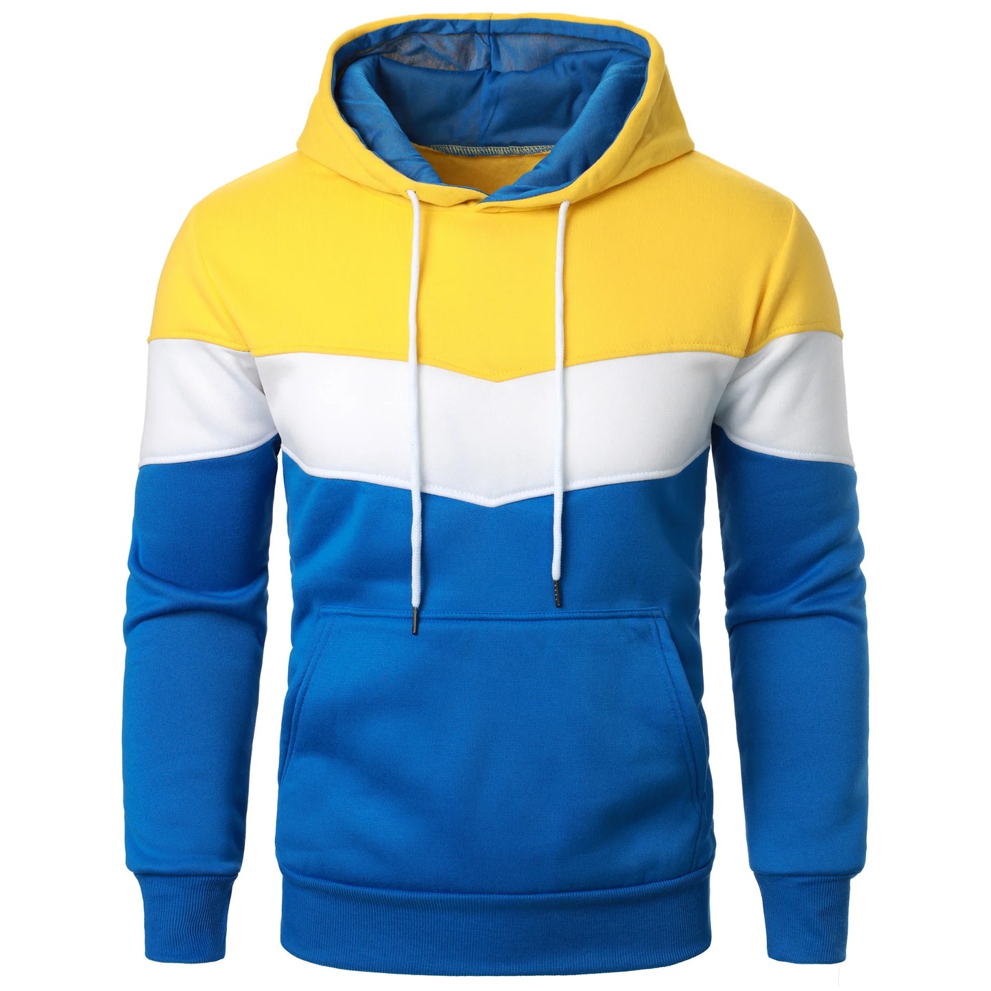 Autumn and winter men's color match color fashion hoodie men's casual sports shirt
