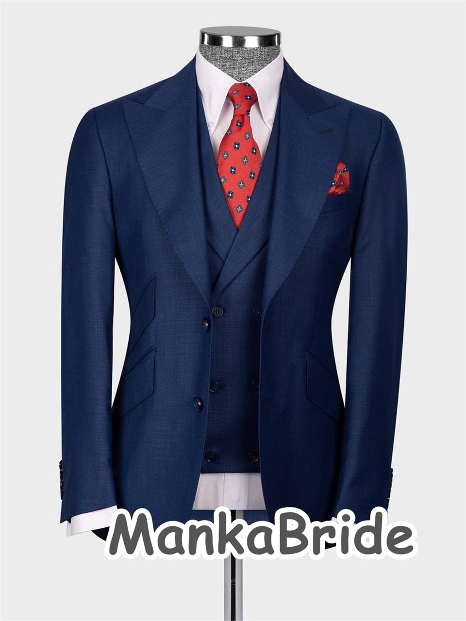 Double Breasted Pink Groom Suit 3pcs Blazer Vest Pants Classic Business Wear Men SuitTailor-made Wedding Prom Party Male Suits
