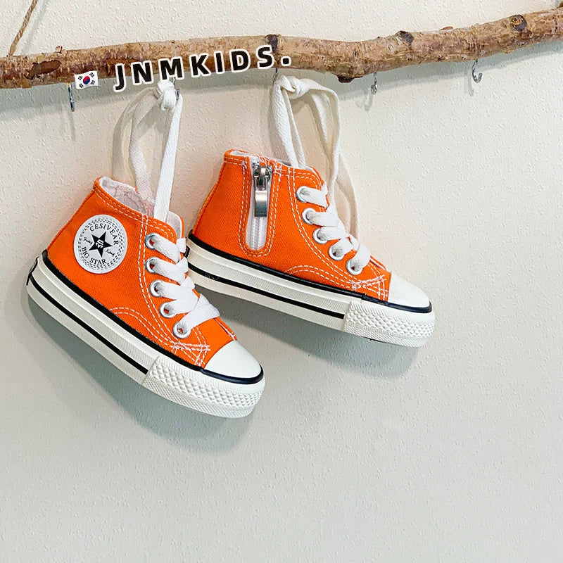 High Top Casual School Shoes for Kids Wholesale Fashion Colorful Sneakers for Teen Girls New Sport Children Canvas Trendy Shoes