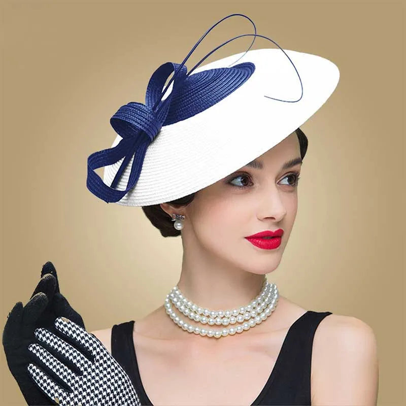 FS Fascinators Black White Weddings Pillbox Hat For Women Church Hat Sraw Fedora Black Wide Ladies Dress Sinamay Derby Hats