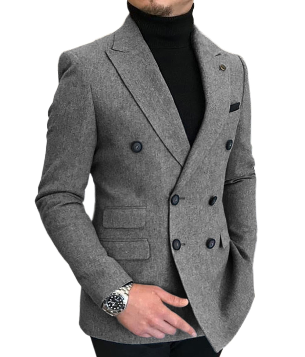 Formal 2022 New Burgundy Red Grey Lapel Tux Men Slim Fit Formal Suits Coat Jacket Custom Made For Wendding Party Woolen cloth
