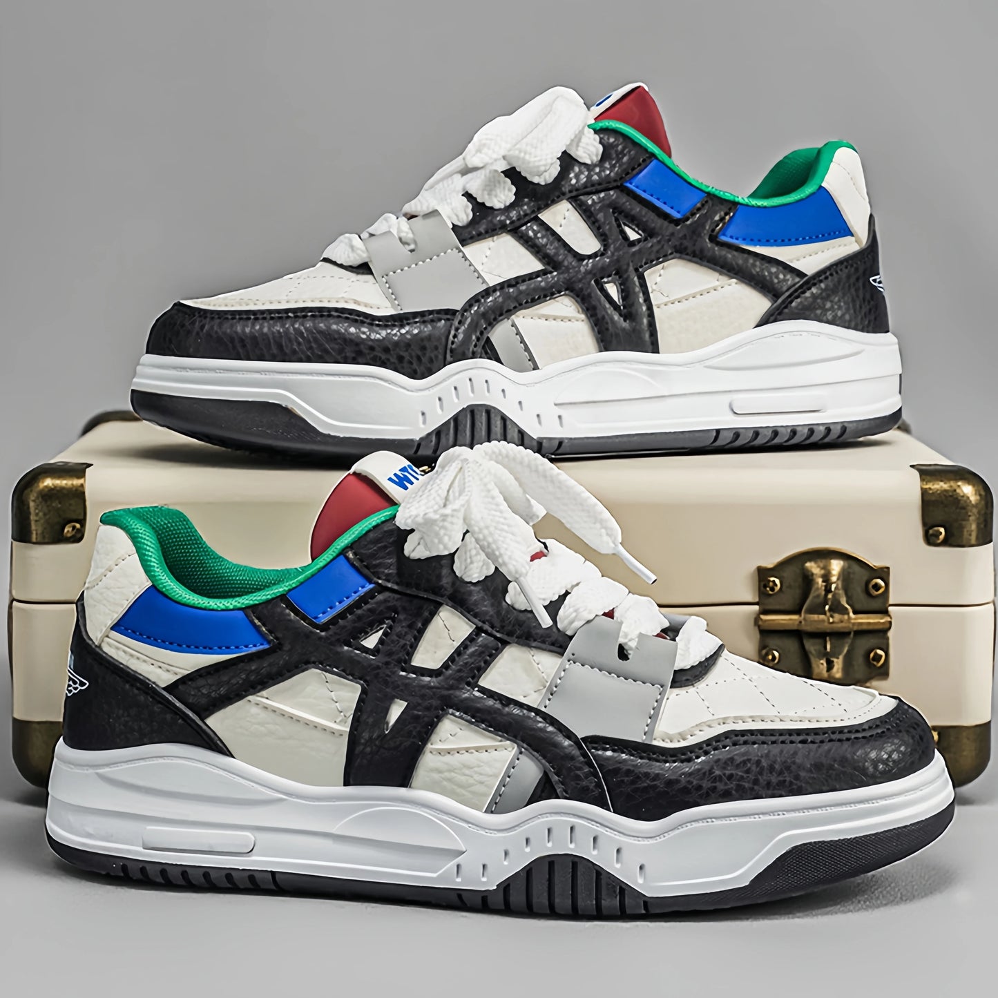 Men's Retro Color Blocked Casual Shoes | Fashionable Street Sports Shoes | Four Season Anti slip Comfortable Walking Shoes