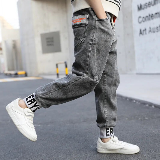 IENENS Kids' Jeans Boy Casual Sports Trousers Clothes Boys Loose Pants Young Children Cotton Cargo Pants Autumn Sweatpants