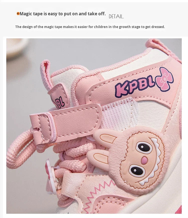 JHTFor Girls' High Top Plus Fleece Durable Autumn Warm Double Cotton Sports Sneakers Versatile Casual Children's Shoes
