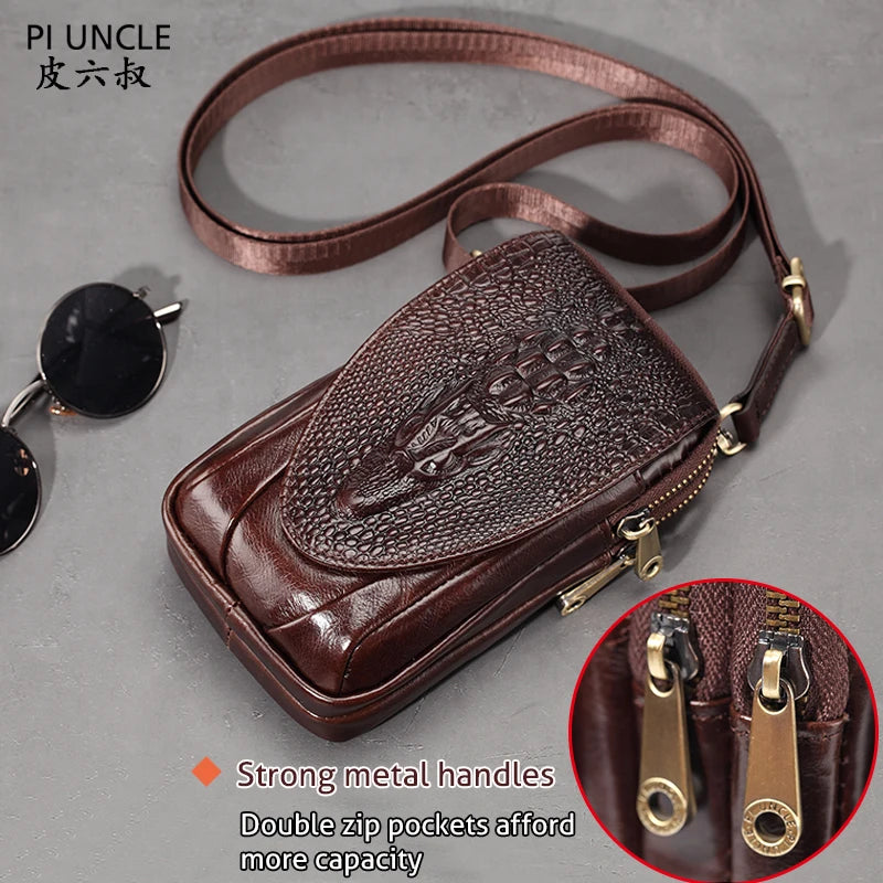 Men Mini Shoulder Messenger Crossbody Bag Man Fanny Belt Packs Casual Men's Waist Bags Leather Small Phone Pouch Cigarette Case