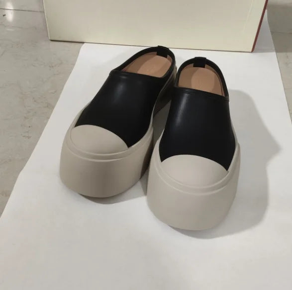 Genuine Leather White Summer Sneakers Board Shoes Fashionable Versatile Color-blocking Sports Casual One-foot Lazy Shoes Floral