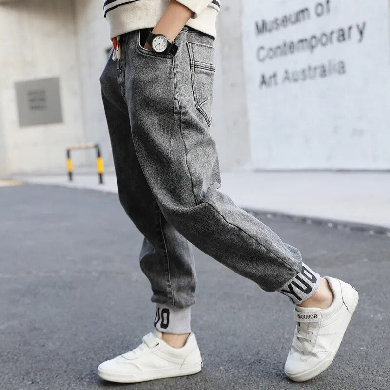 IENENS Kids' Jeans Boy Casual Sports Trousers Clothes Boys Loose Pants Young Children Cotton Cargo Pants Autumn Sweatpants