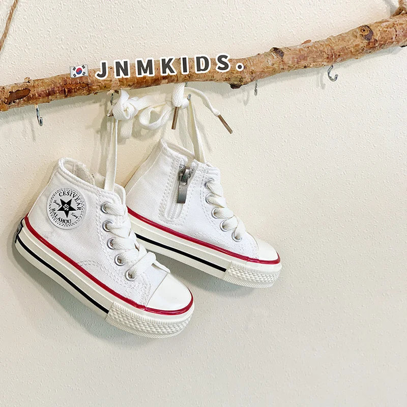 High Top Casual School Shoes for Kids Wholesale Fashion Colorful Sneakers for Teen Girls New Sport Children Canvas Trendy Shoes