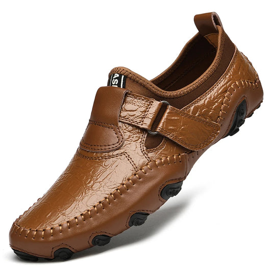 Accept OEM Service Add LOGO 4 Season Hand Made Genuine Leather Casual Business Career Dress Shoes Men Loafers