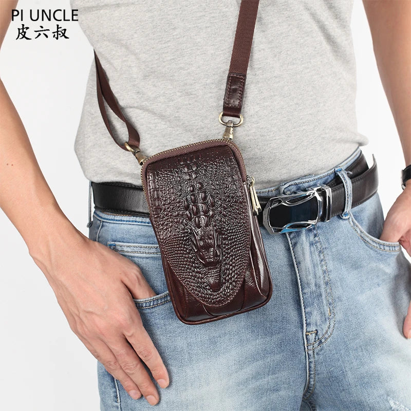 Men Mini Shoulder Messenger Crossbody Bag Man Fanny Belt Packs Casual Men's Waist Bags Leather Small Phone Pouch Cigarette Case
