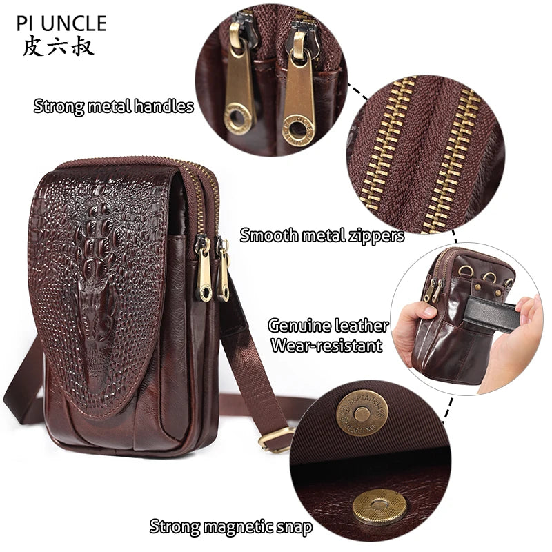 Men Mini Shoulder Messenger Crossbody Bag Man Fanny Belt Packs Casual Men's Waist Bags Leather Small Phone Pouch Cigarette Case