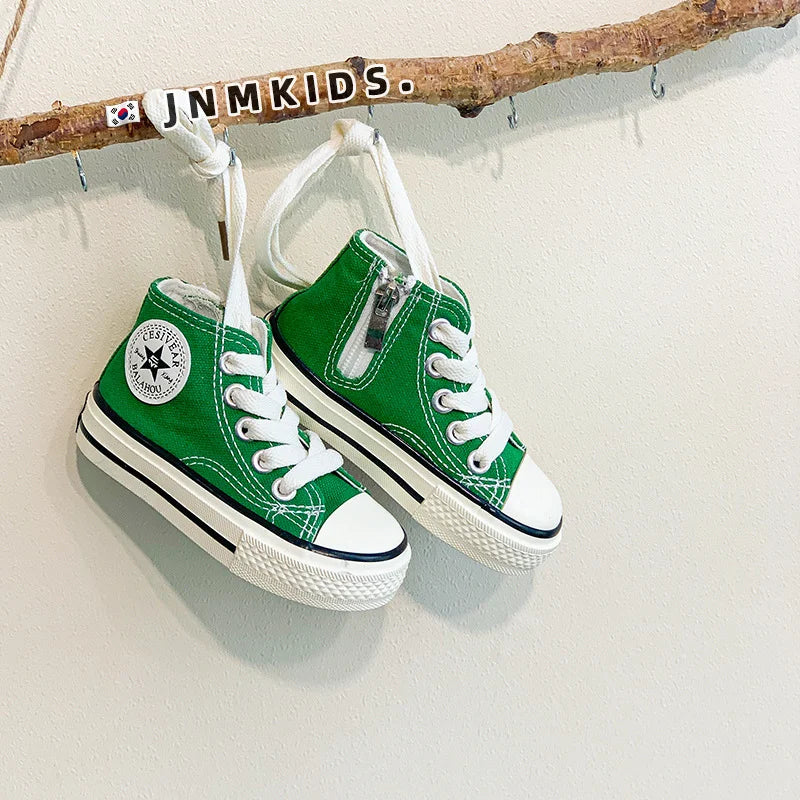 High Top Casual School Shoes for Kids Wholesale Fashion Colorful Sneakers for Teen Girls New Sport Children Canvas Trendy Shoes