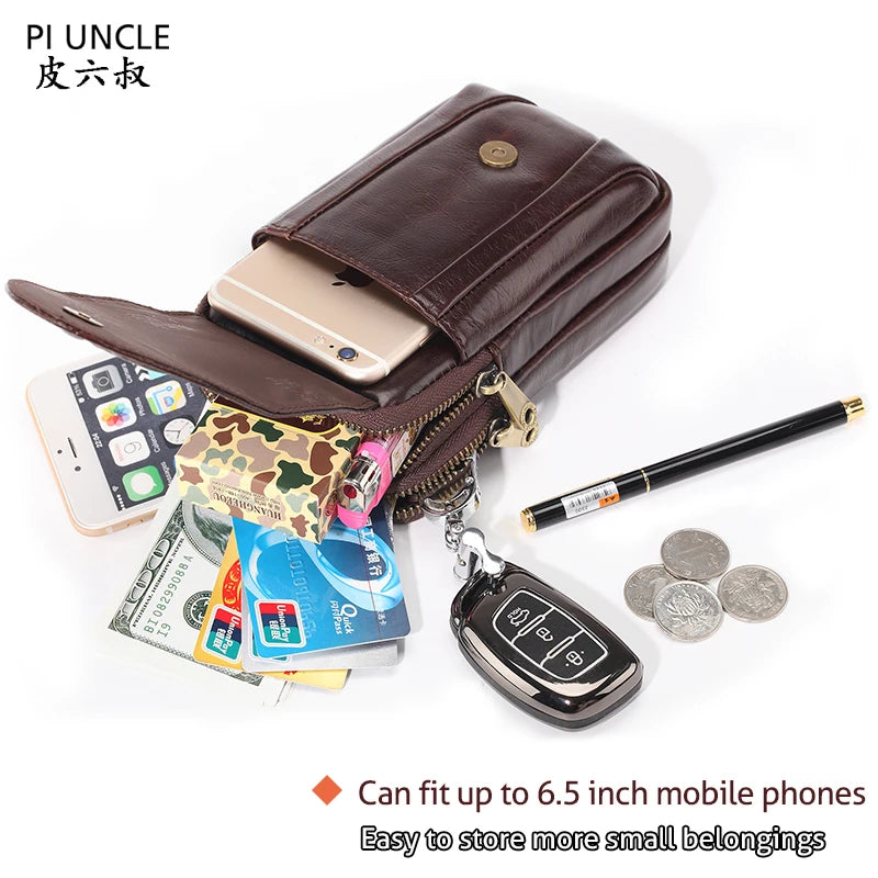 Men Mini Shoulder Messenger Crossbody Bag Man Fanny Belt Packs Casual Men's Waist Bags Leather Small Phone Pouch Cigarette Case