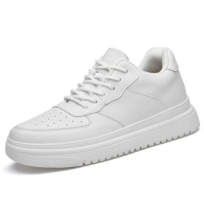 Invisible Inner Height Increasing Shoes for Men Leather Upper Men's Casual Shoes High Top Black Board Men Elevator Shoes
