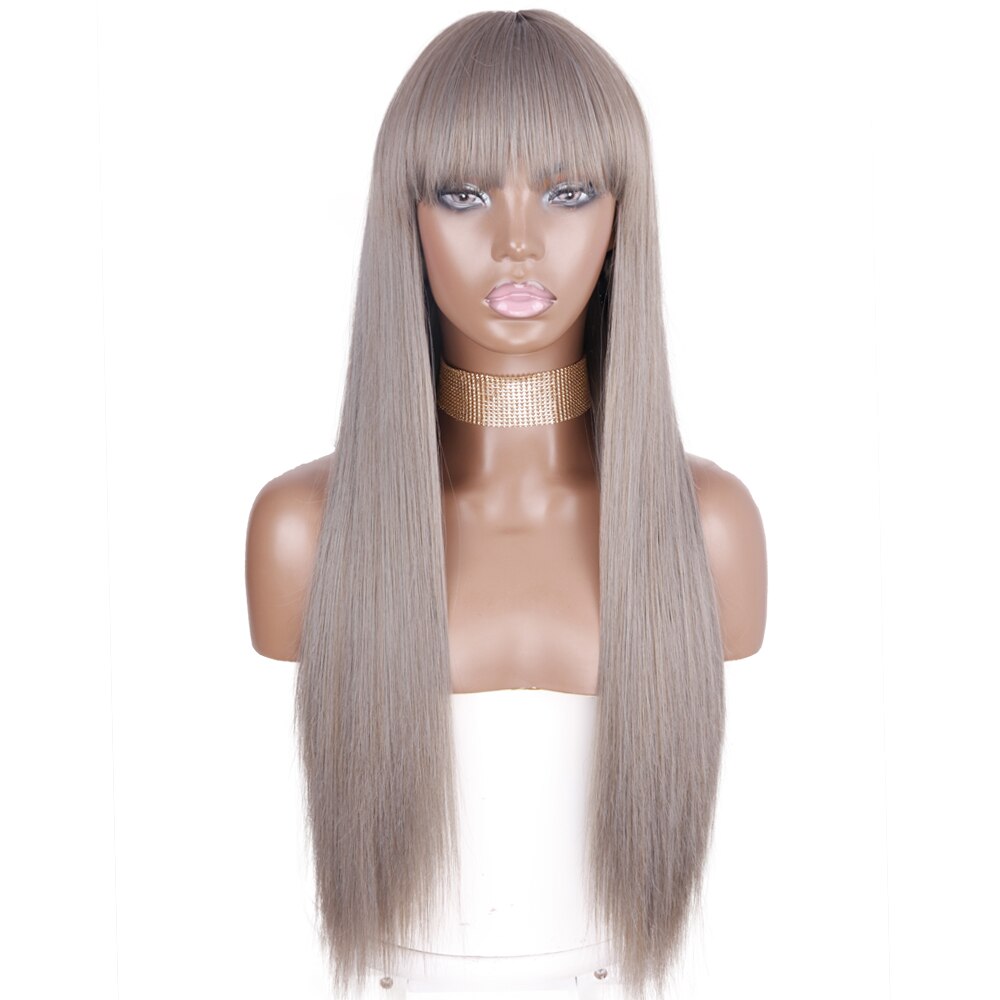 AZQUEEN Synthetic Wigs Long Straight Orange Color Women cosplays Wig 30 Inches Central Part Hair Silver Grey White Red Colour