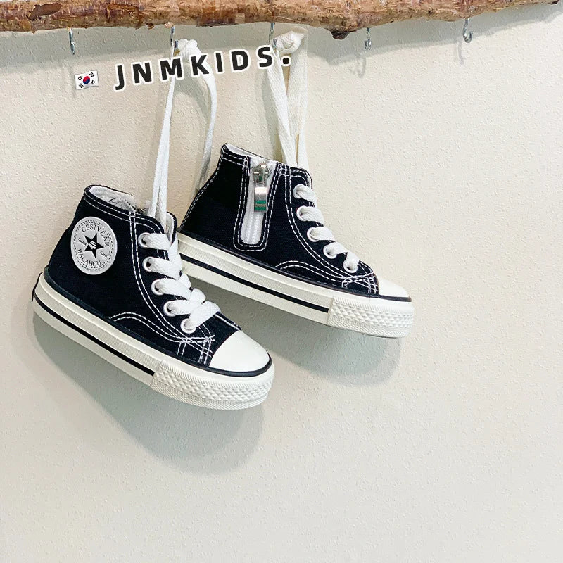 High Top Casual School Shoes for Kids Wholesale Fashion Colorful Sneakers for Teen Girls New Sport Children Canvas Trendy Shoes