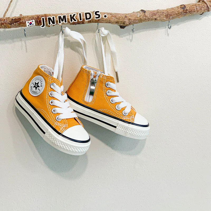 High Top Casual School Shoes for Kids Wholesale Fashion Colorful Sneakers for Teen Girls New Sport Children Canvas Trendy Shoes