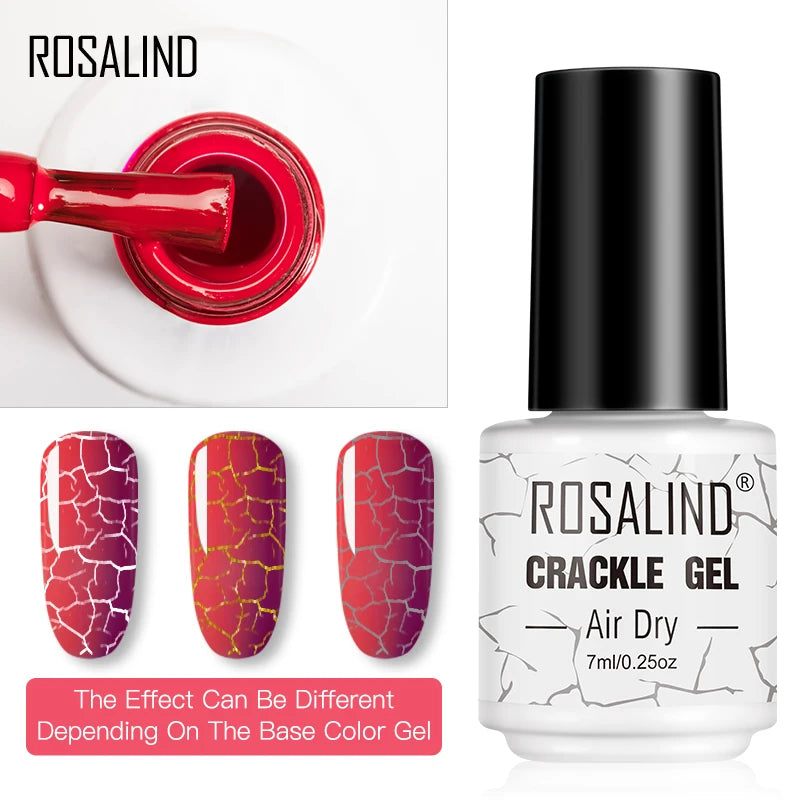 ROSALIND Crackle Gel Nail Polish For Nail art manicure Set Air dry nail polish Need Base Color Gel Varnishes Lacuqer