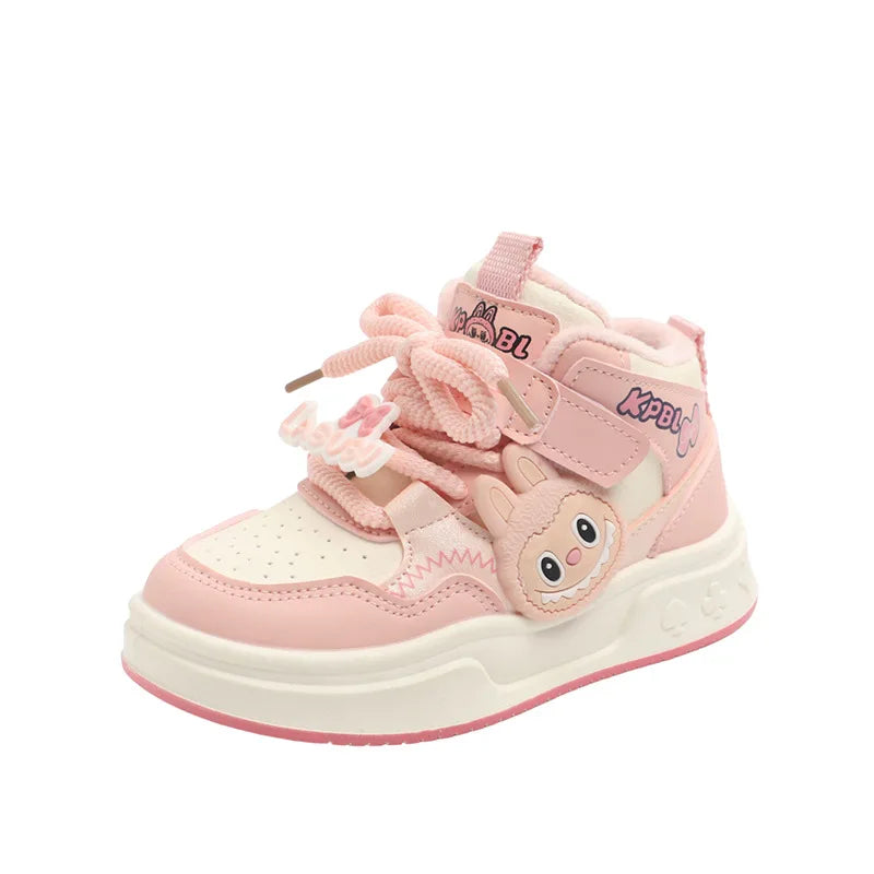 JHTFor Girls' High Top Plus Fleece Durable Autumn Warm Double Cotton Sports Sneakers Versatile Casual Children's Shoes