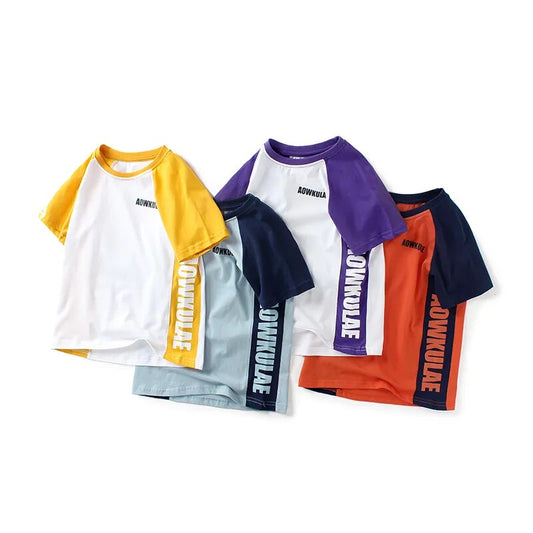 IENENS Summer T-shirt Clothes Kids Clothing Children Boys Soft T-shirt Baby Cotton Letter Tees Short Sleeves Tops