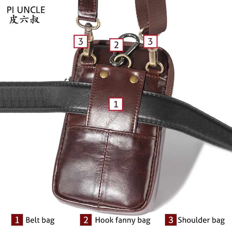 Men Mini Shoulder Messenger Crossbody Bag Man Fanny Belt Packs Casual Men's Waist Bags Leather Small Phone Pouch Cigarette Case