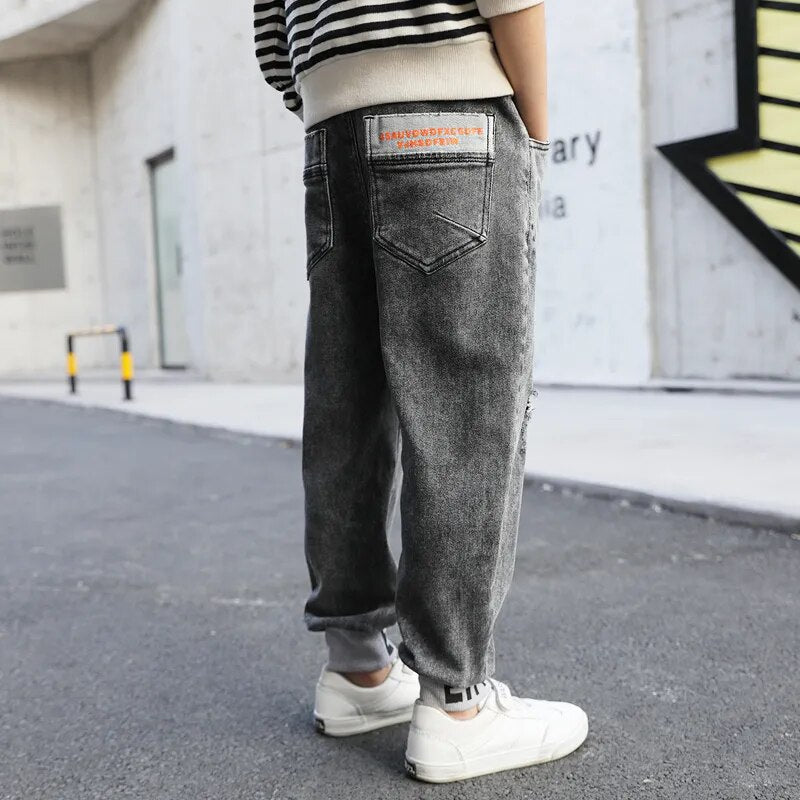 IENENS Kids' Jeans Boy Casual Sports Trousers Clothes Boys Loose Pants Young Children Cotton Cargo Pants Autumn Sweatpants