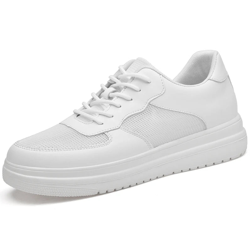 Invisible Inner Height Increasing Shoes for Men Leather Upper Men's Casual Shoes High Top Black Board Men Elevator Shoes
