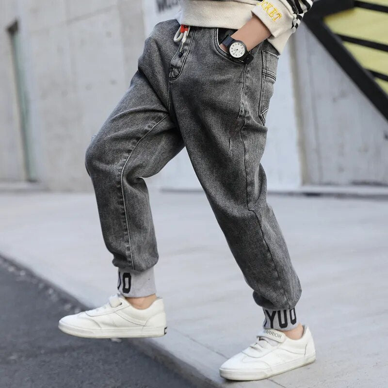 IENENS Kids' Jeans Boy Casual Sports Trousers Clothes Boys Loose Pants Young Children Cotton Cargo Pants Autumn Sweatpants