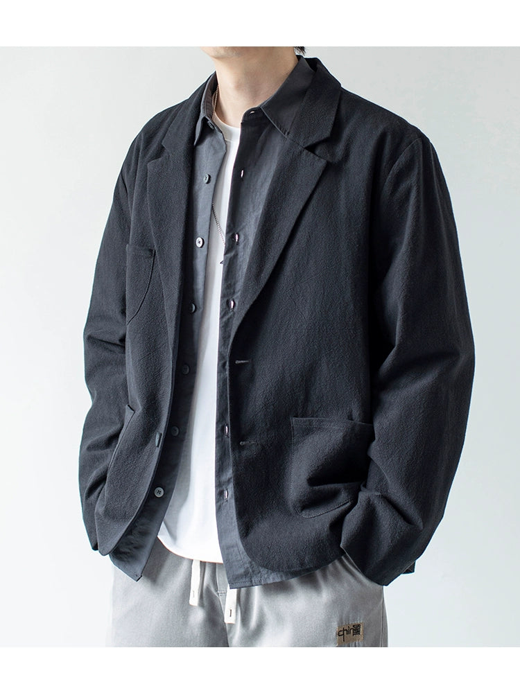 FreeHand Japanese-Style Retro Artsy off-Shoulder Suit Jacket