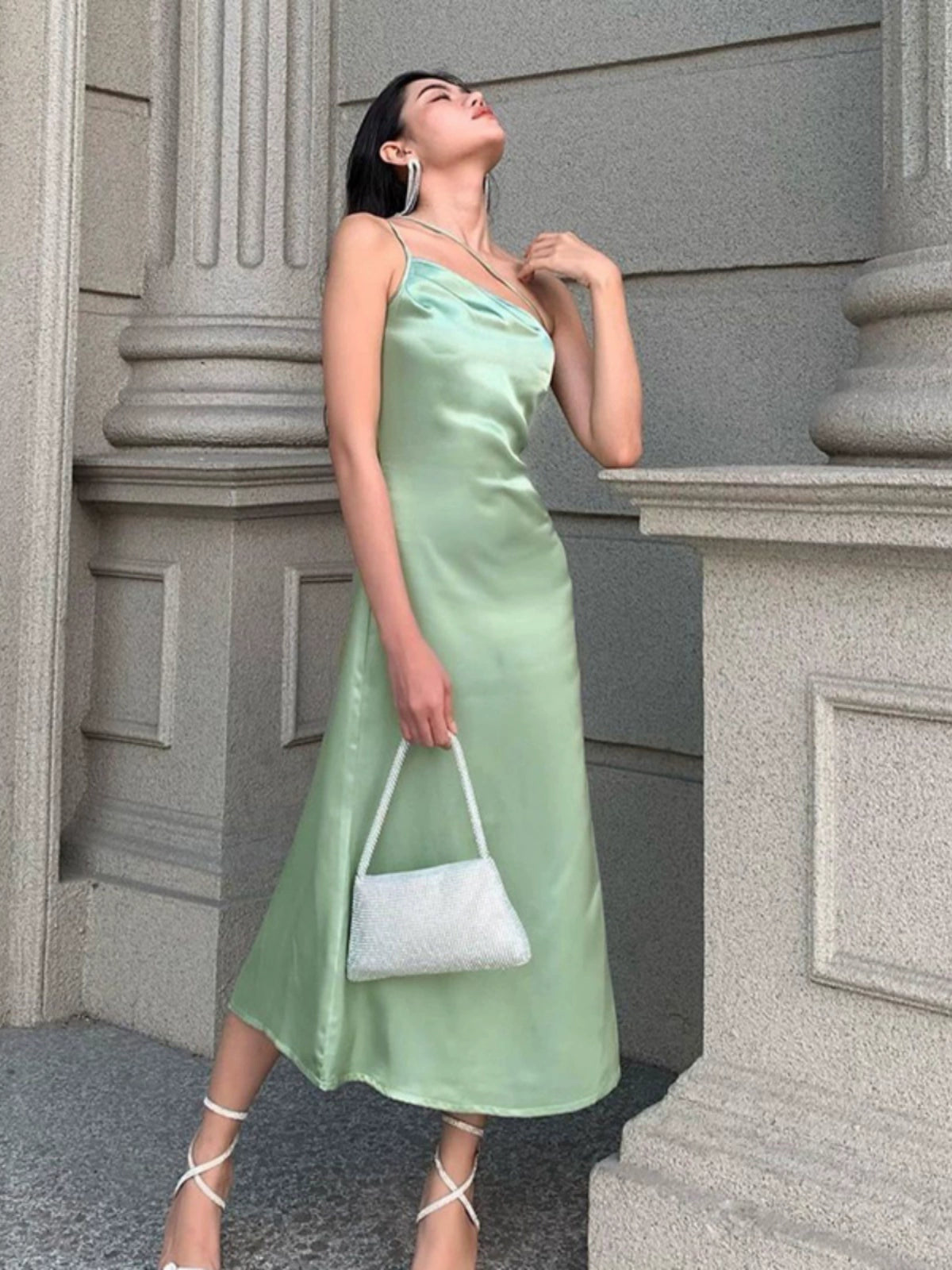 Girlsat18 Slim-Fit Satin Slip Dress