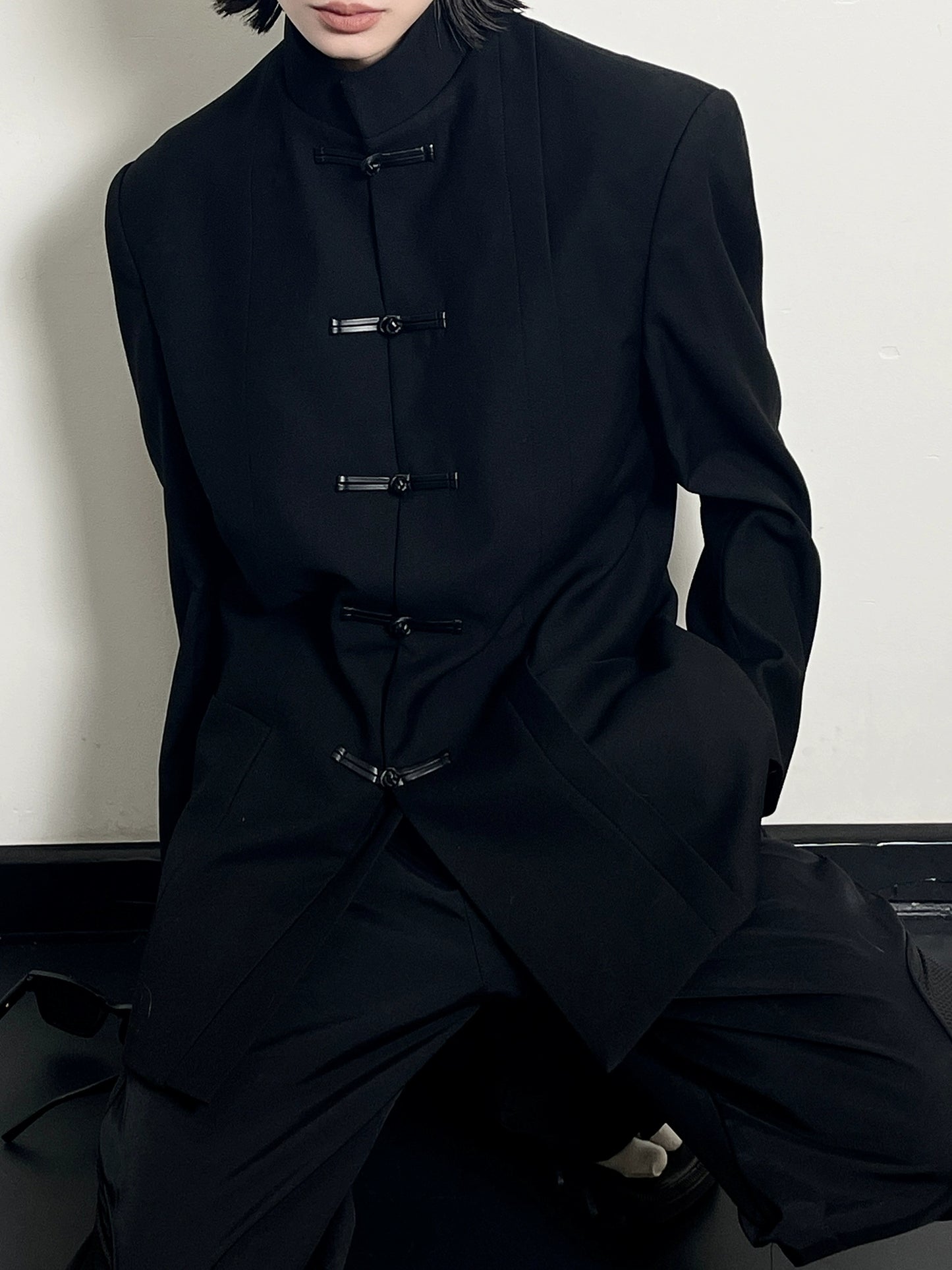 New Chinese Style Buckle Zhongshan Suit Fancy Handsome Stand Collar Suit Jacket Men's Casual Suit Chinese Style Small Suit