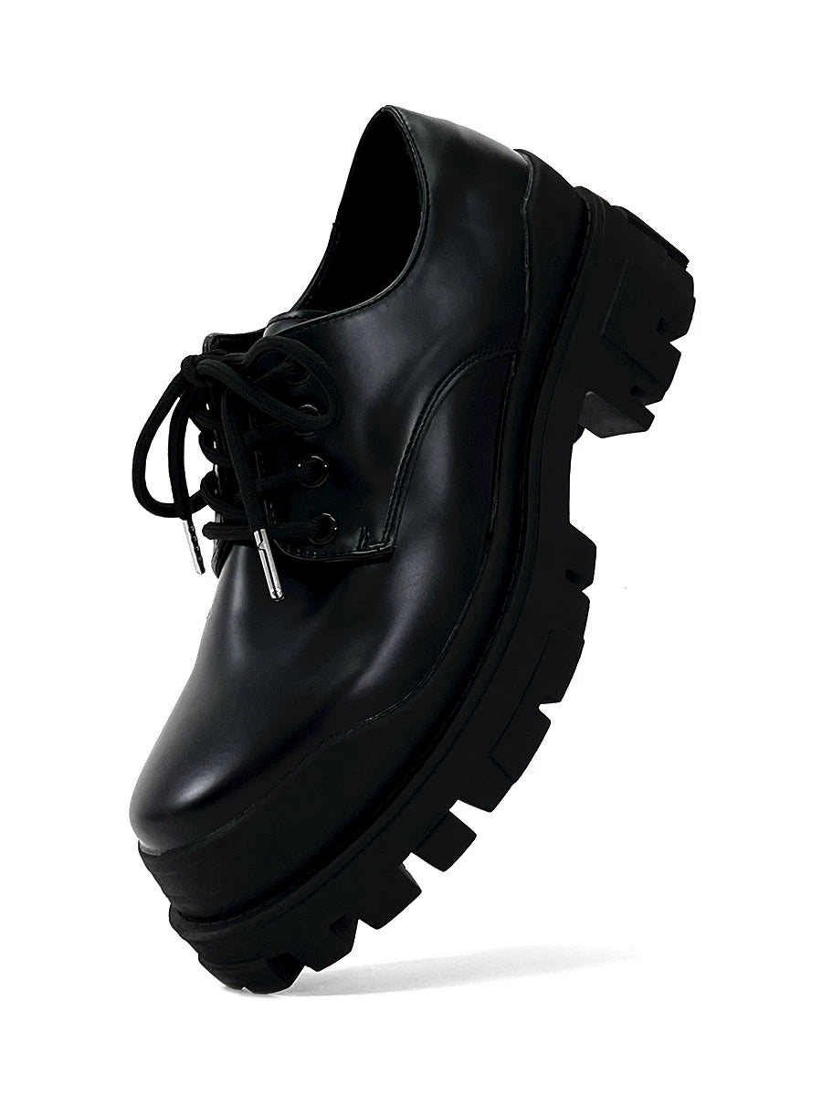 Paris Thick Sole Derby Shoes Men's Fancy Black, Hidden Elevator Cleanfit Leather Shoes British Work Clothing Formal Wear Big Head Shoes