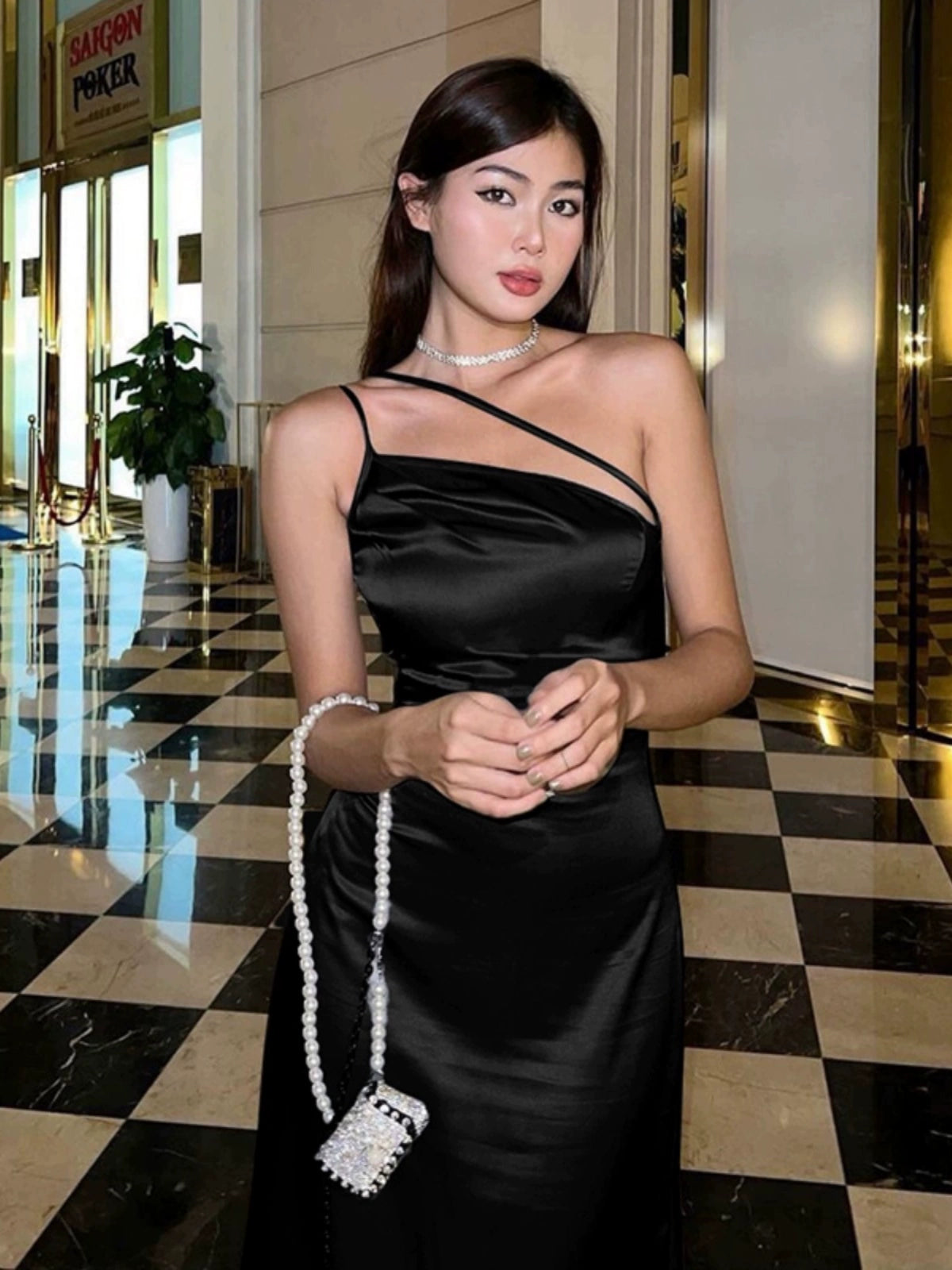 Girlsat18 Slim-Fit Satin Slip Dress