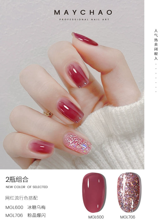 Maychao Autumn and Winter Jelly Transparent Flash Gel Nail Polish