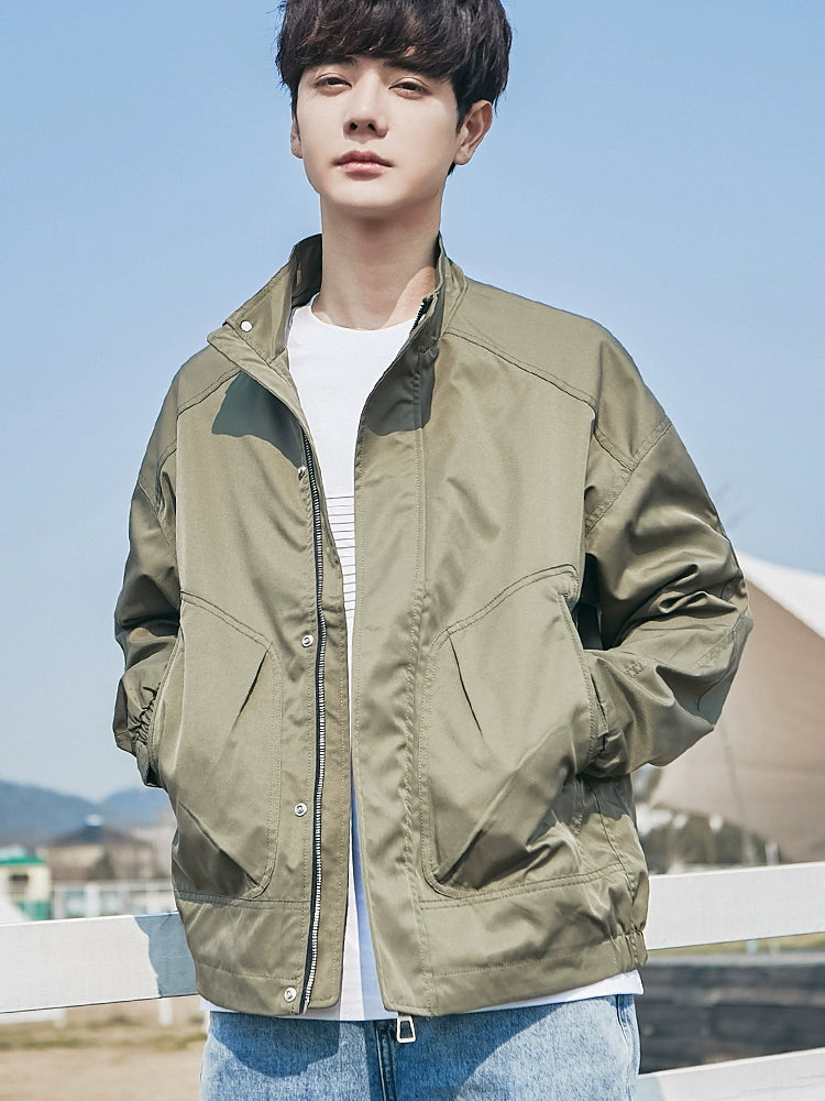 Anti-Wrinkle Twill Overalls Men's 2023 New Stand Collar Jacket Men's Spring and Autumn Casual Handsome Top Clothes