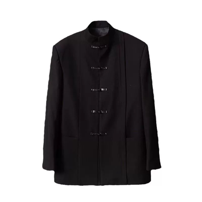 New Chinese Style Stand Collar Chinese Fad Spring and Autumn Leisure Black Suit