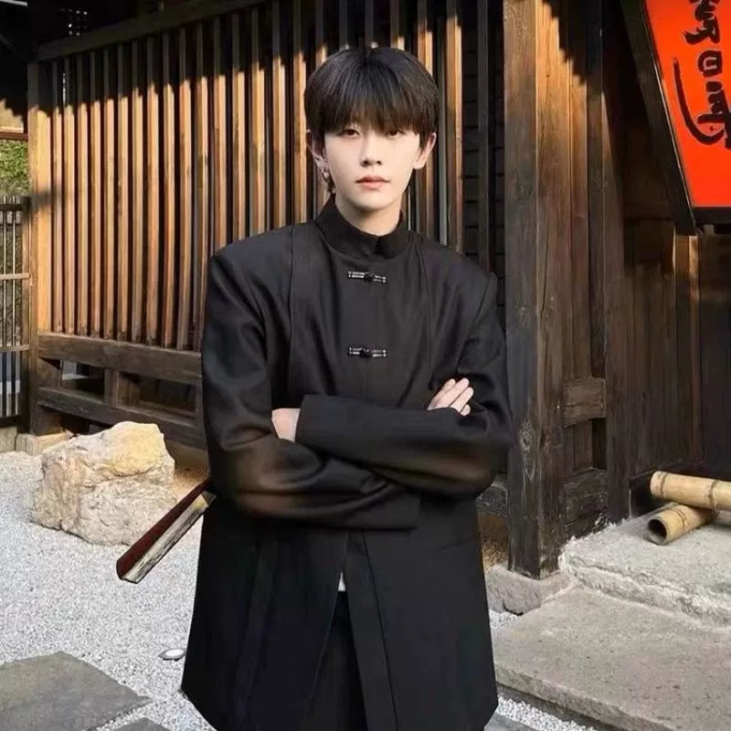 New Chinese Style Stand Collar Chinese Fad Spring and Autumn Leisure Black Suit