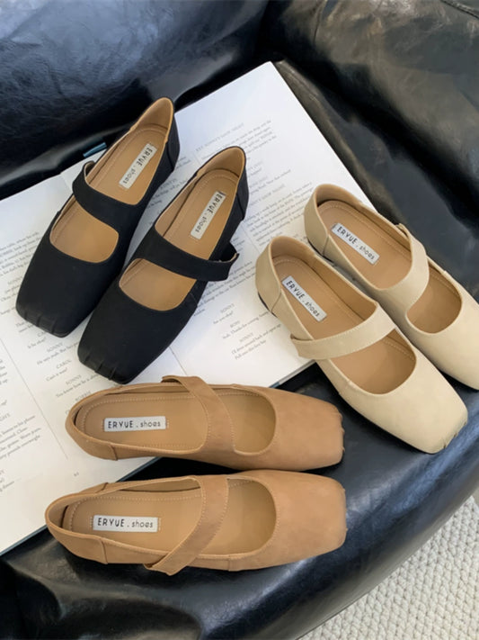 Fairy Retro Dark Outer Wear Slip-on Ballet Shoes