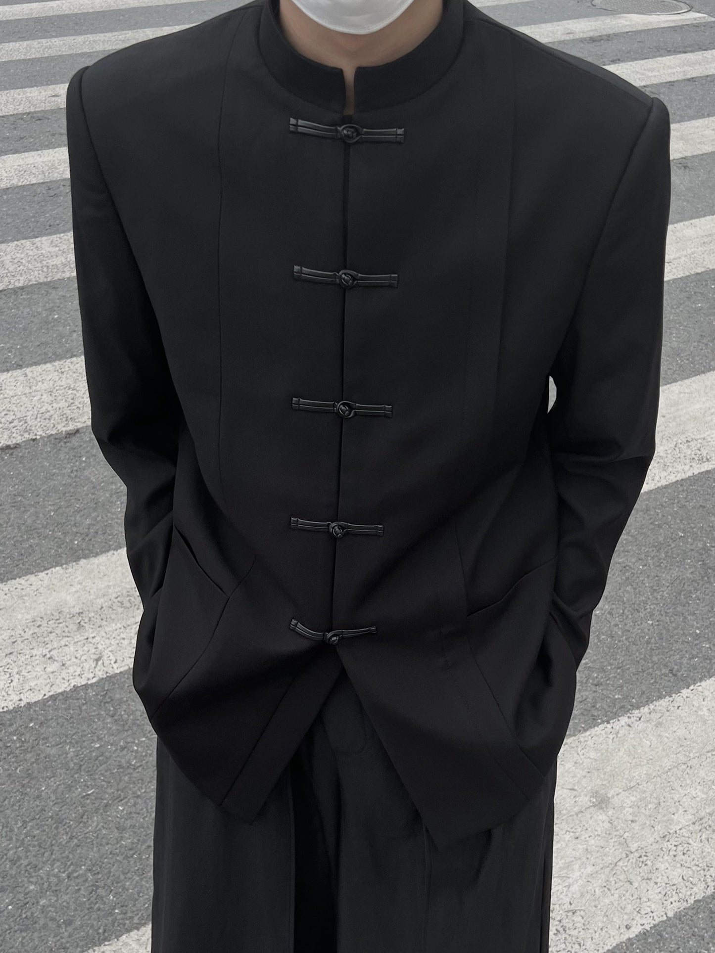 New Chinese Style Buckle Zhongshan Suit Fancy Handsome Stand Collar Suit Jacket Men's Casual Suit Chinese Style Small Suit