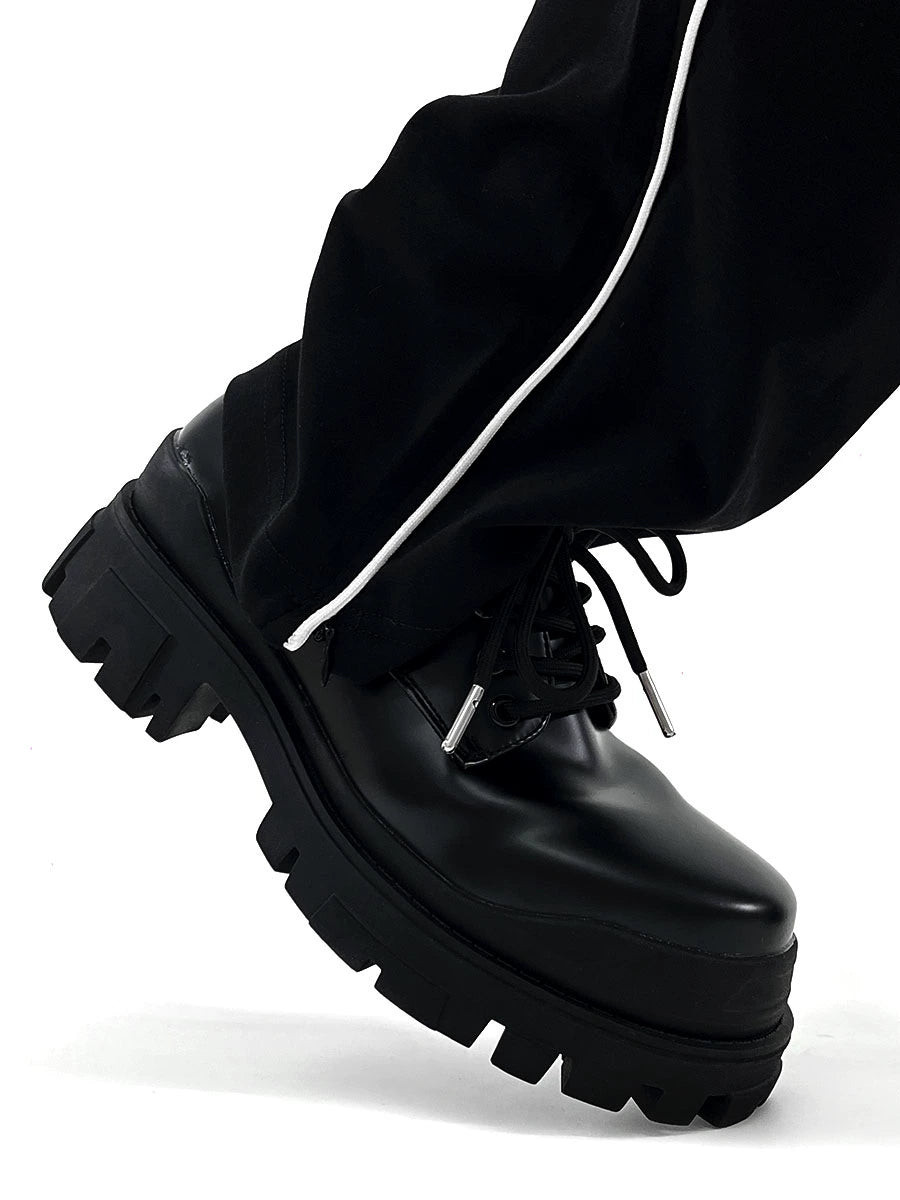 Paris Thick Sole Derby Shoes Men's Fancy Black, Hidden Elevator Cleanfit Leather Shoes British Work Clothing Formal Wear Big Head Shoes