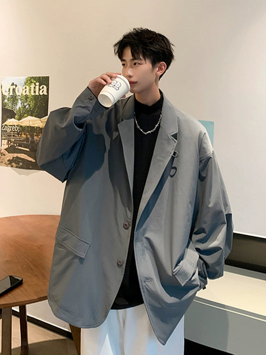 Suit Jacket Men's Fancy Spring and Autumn Fashion Brand plus Size Baggy Casual Jacket Men's Lapel Suit Jacket