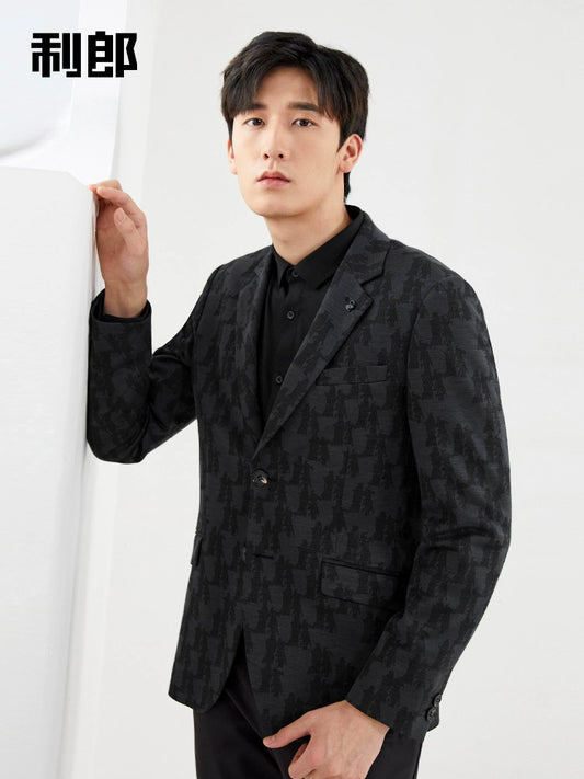 Sheep Wool Lilang Official Texture Jacquard Leisure Suit