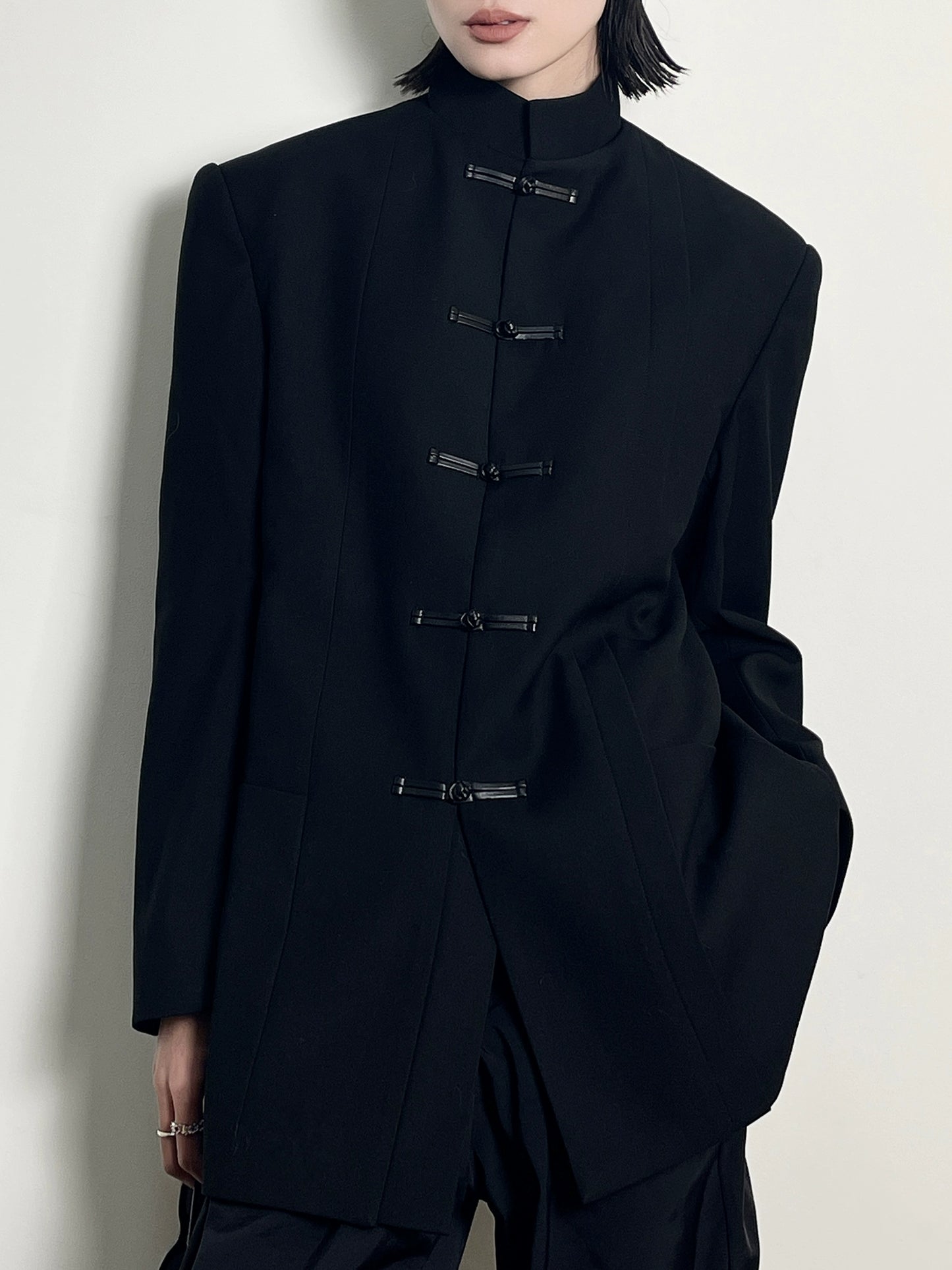 New Chinese Style Buckle Zhongshan Suit Fancy Handsome Stand Collar Suit Jacket Men's Casual Suit Chinese Style Small Suit