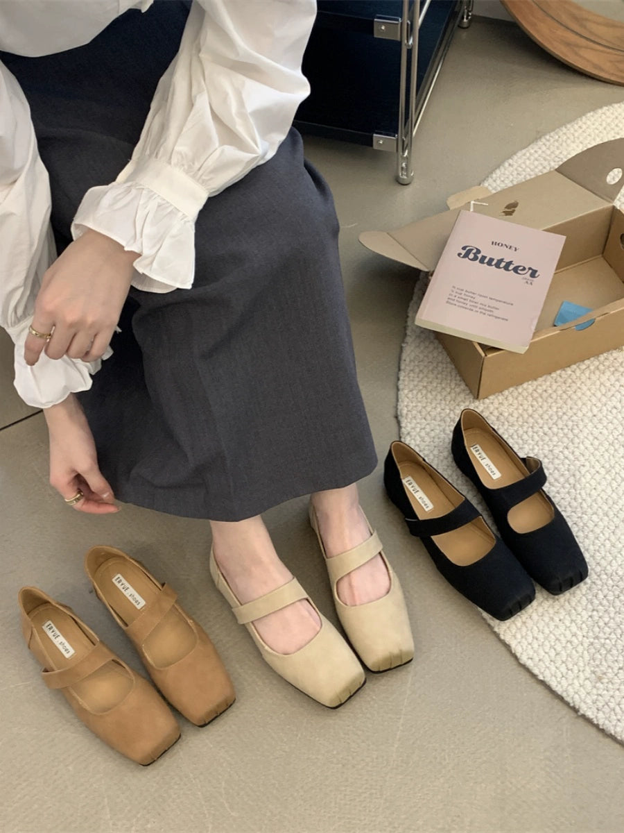 Fairy Retro Dark Outer Wear Slip-on Ballet Shoes