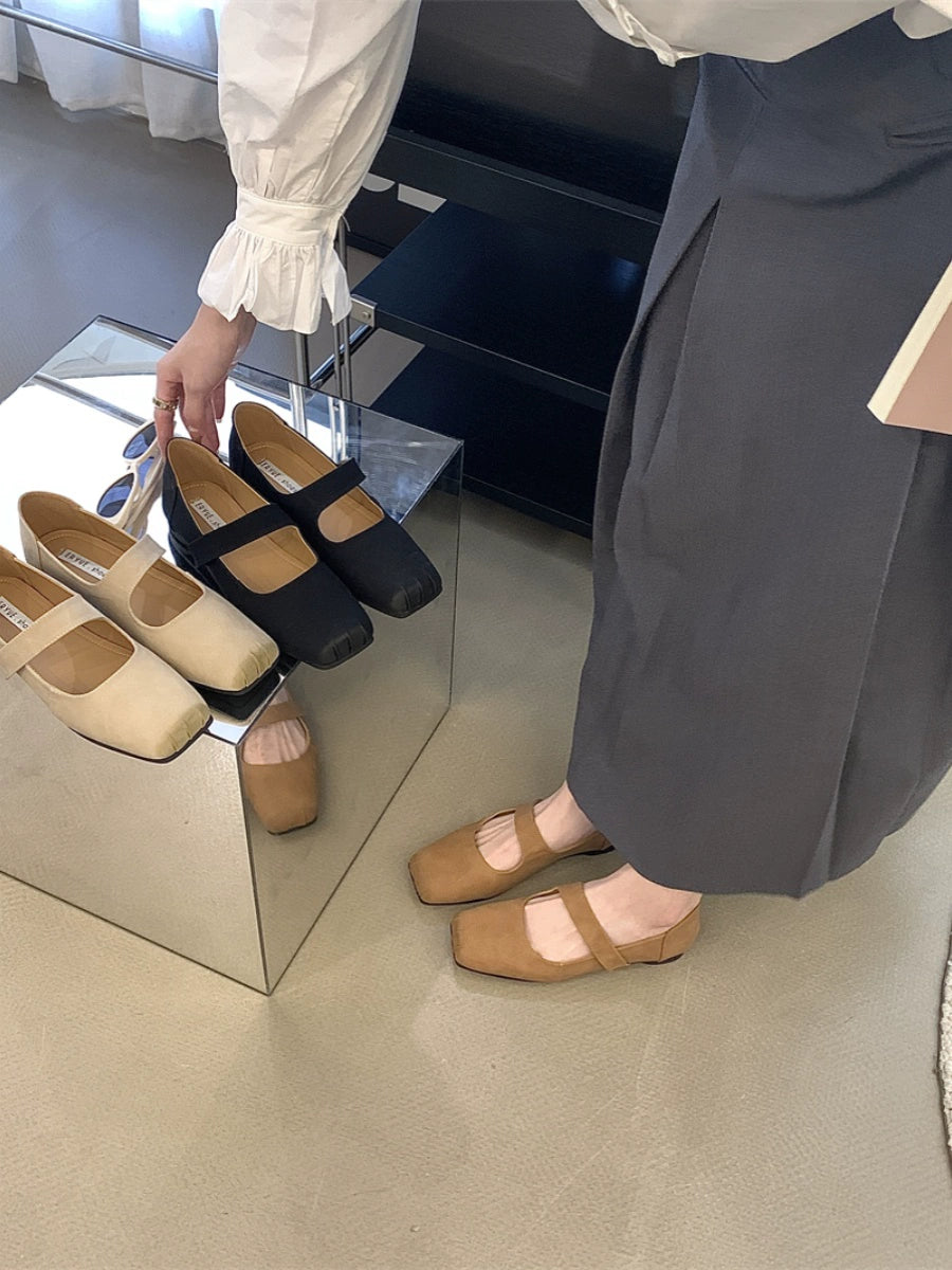 Fairy Retro Dark Outer Wear Slip-on Ballet Shoes
