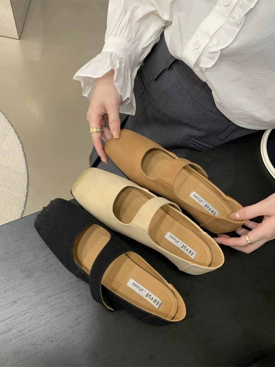 Fairy Retro Dark Outer Wear Slip-on Ballet Shoes