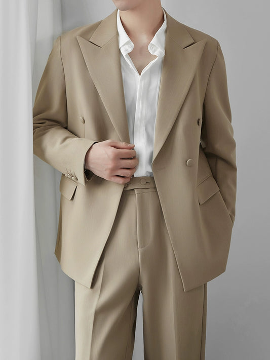 Profile Casual Closure Collar Double Breasted Baggy Coat