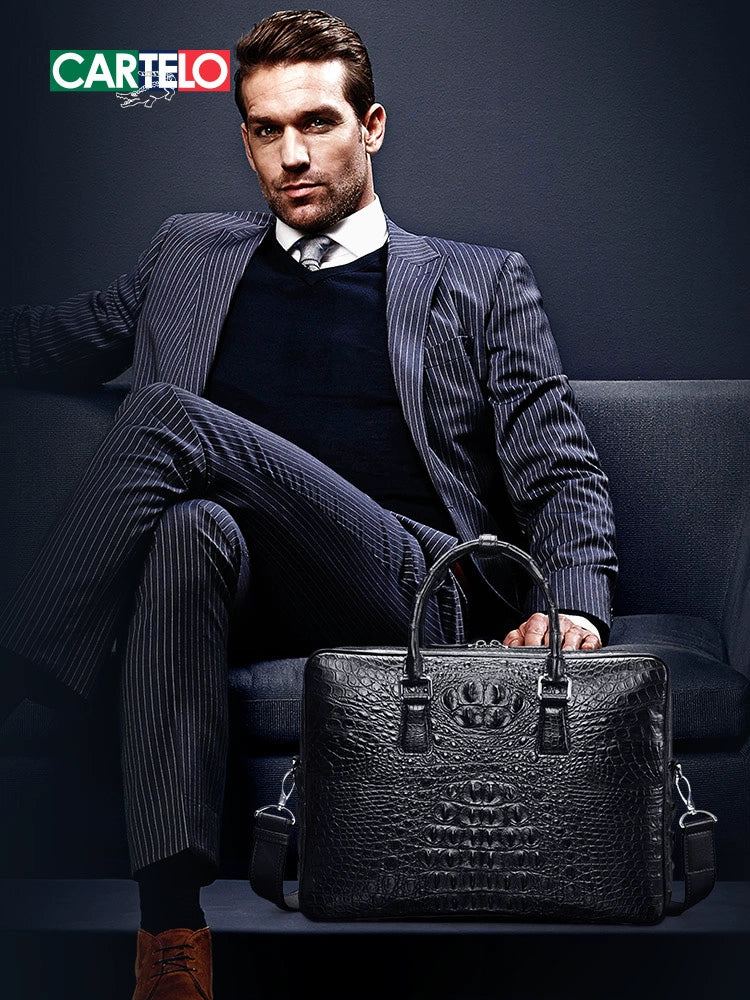 Genuine Leather Men's Fashion Trendy One-Shoulder Messenger Hand Bag