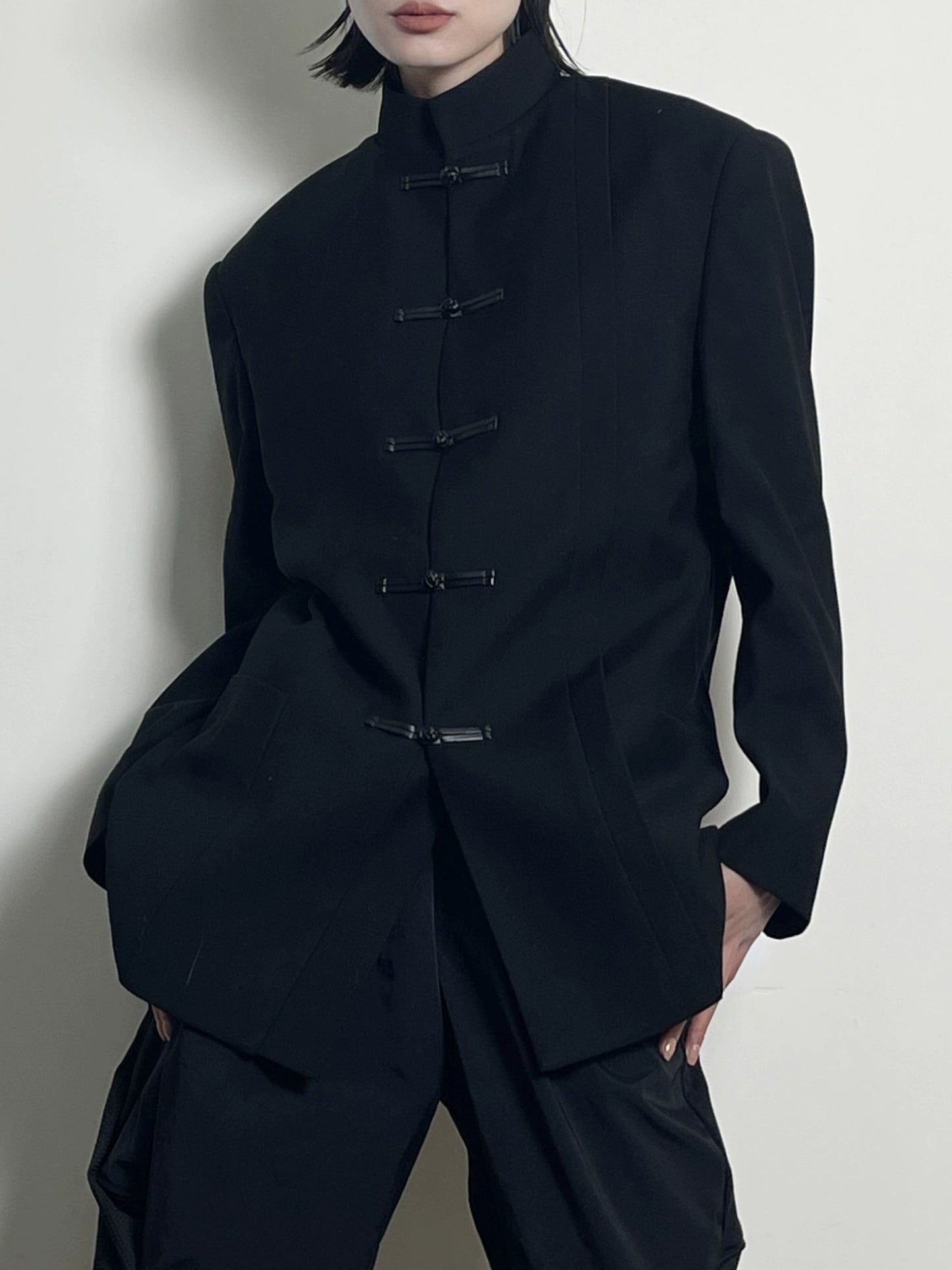 New Chinese Style Buckle Zhongshan Suit Fancy Handsome Stand Collar Suit Jacket Men's Casual Suit Chinese Style Small Suit