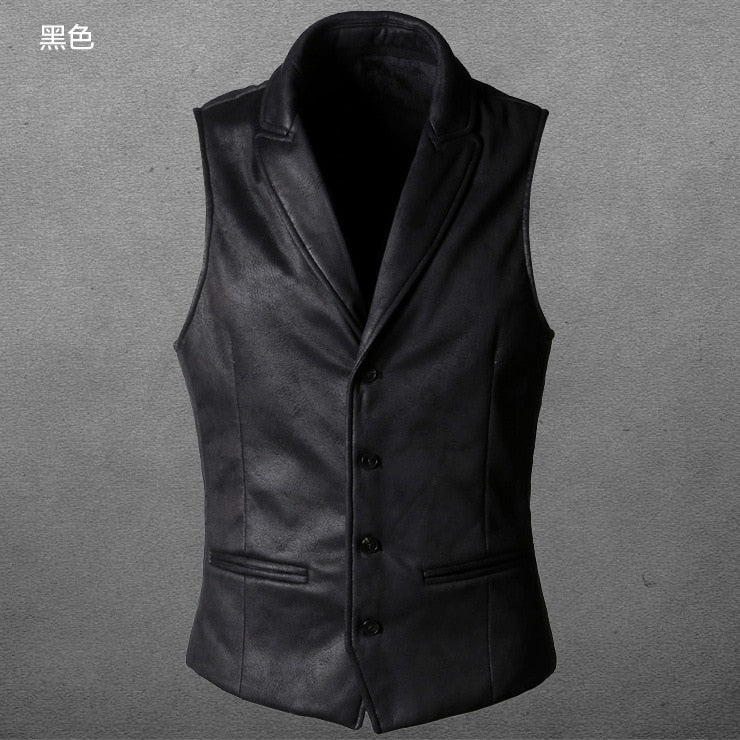 2023 New Men's Single breasted Vest Coat South Korea Fashion Street Dress Sleeveless Top Designer Luxury Suede Men's Wear